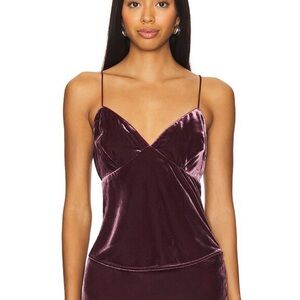 Susana Monaco Velvet Silk Bias String Top in Malbec Medium